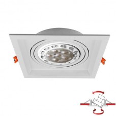 Σποτ Τετράγωνο AR111 Χωνευτό Κινητό Αλουμινίου Λευκό 5674